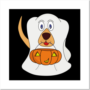 Trick or Treat Dog Ghost Halloween Costume Posters and Art